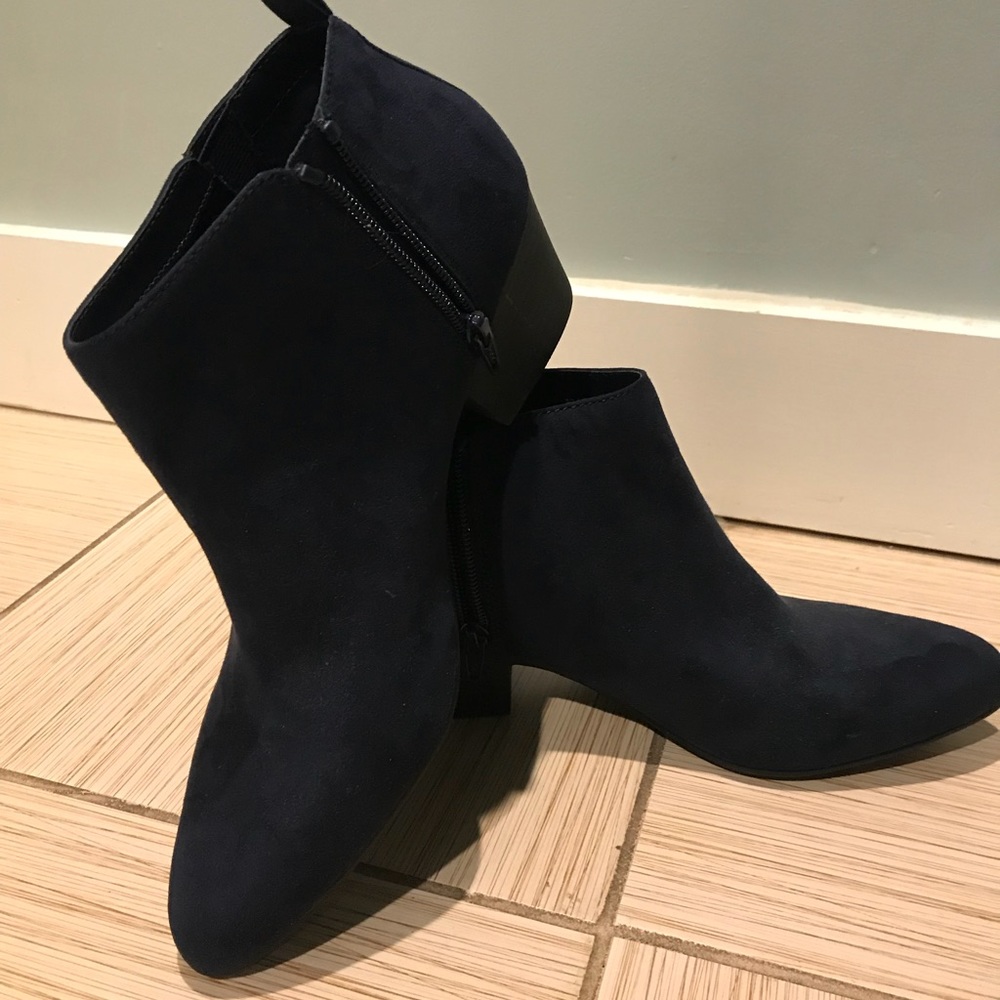 Navy ankle booties.